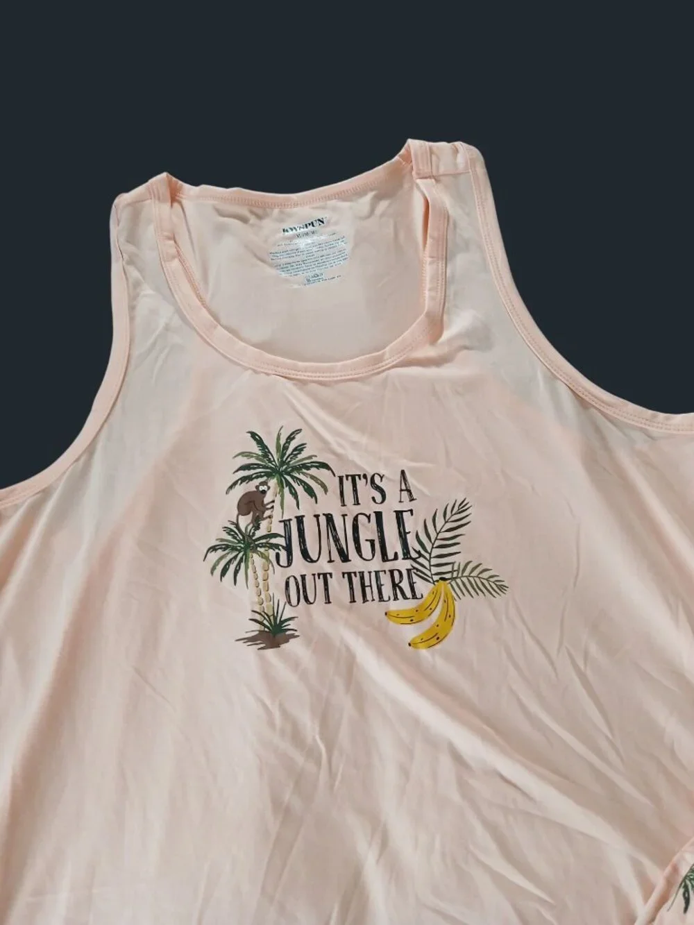 JoySpun Womens Peach Jungle Print Tank Top Shorts Pajamas XL Recycled Poly NWT - Picture 3 of 14